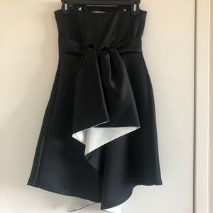 Halston Strapless Dress w/ colorblock white detail